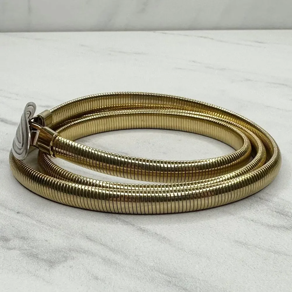 Womens Vintage Gold Tone Coil Stretch Cinch Belt ✨